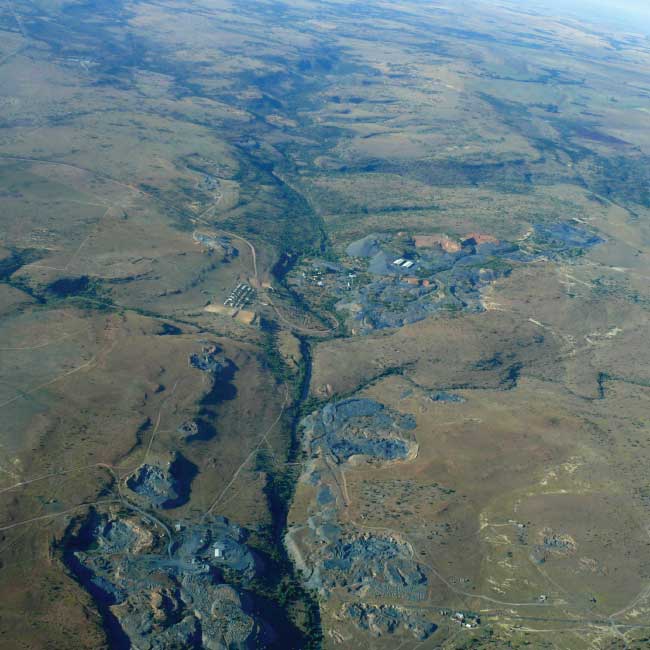 Aerial view of mining activities