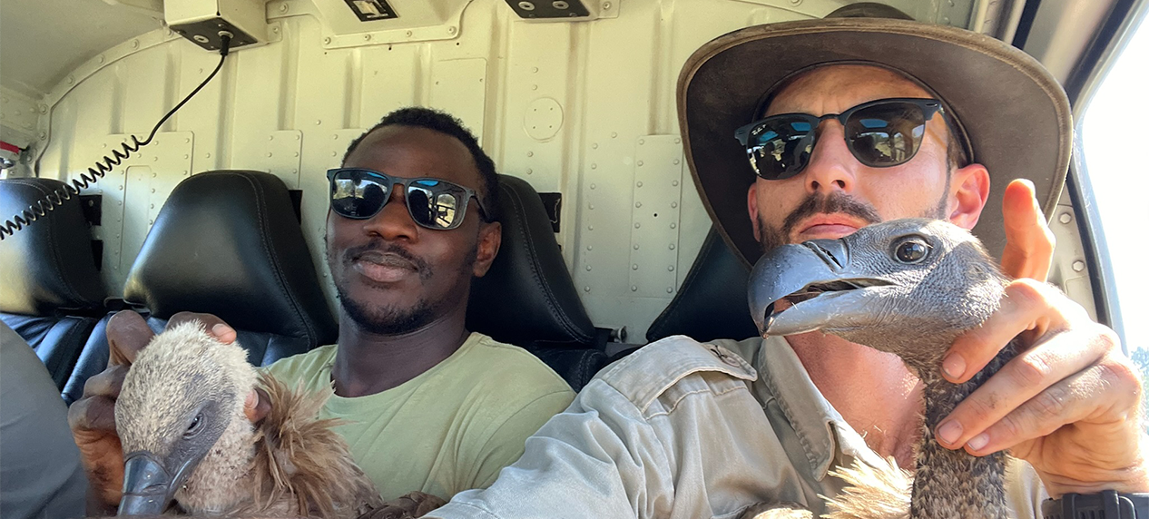 Kyle Walker and Dembo Jatta with vultures en-route to treatment facility