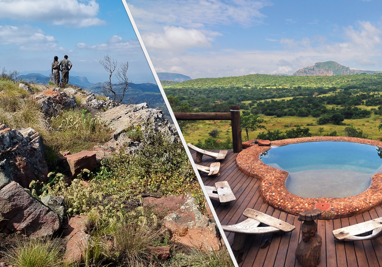 Luxury lodge deck overlooking natural scenery<br />
