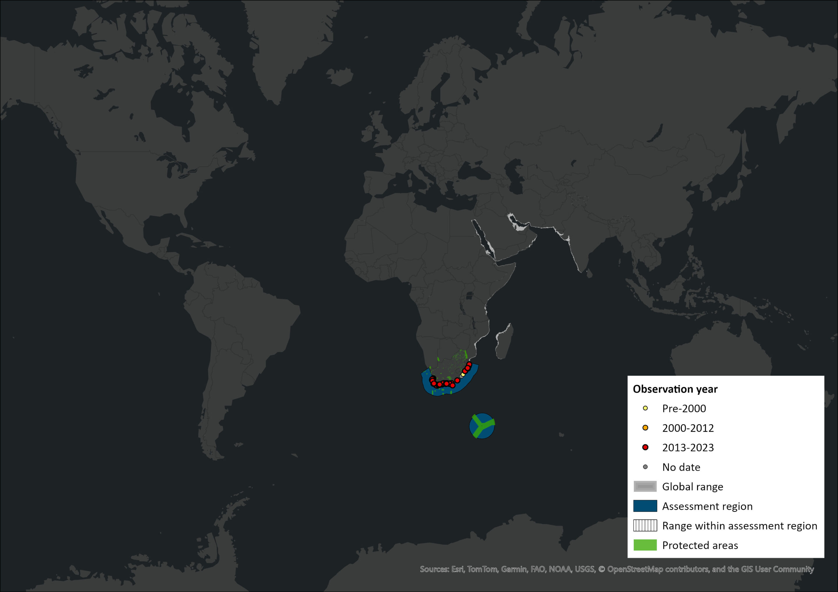 Distribution map of Sousa plumbea