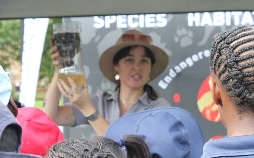 Children learn about water filters during exhibit at Joburg Zoo