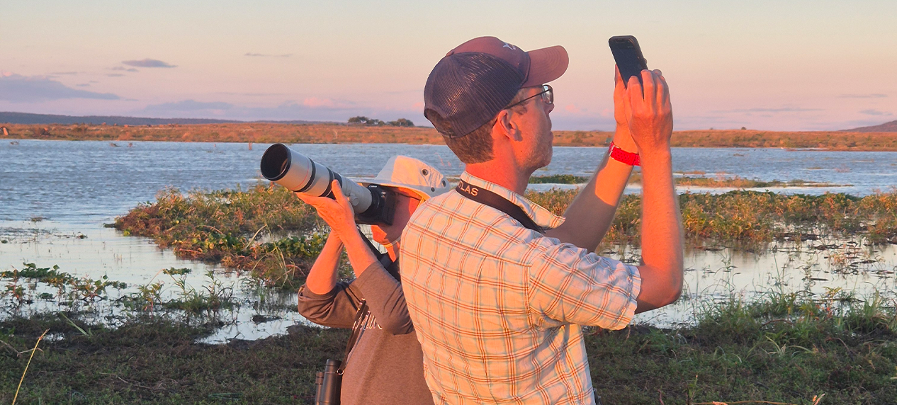 EWT researchers conducting wildlife surveys in Mágoè National Park's Zambezi Valley bushveld.