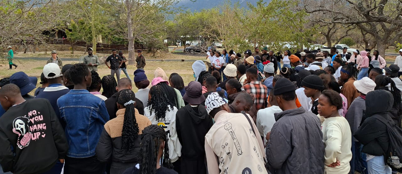 1. Young learners watching rescued vultures return to the wild at Moholoholo